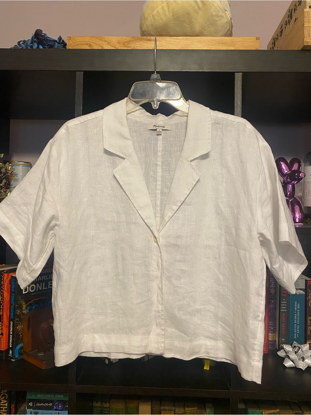 Madewell White Linen Short-Sleeve Boxy Button-Front Shirt
